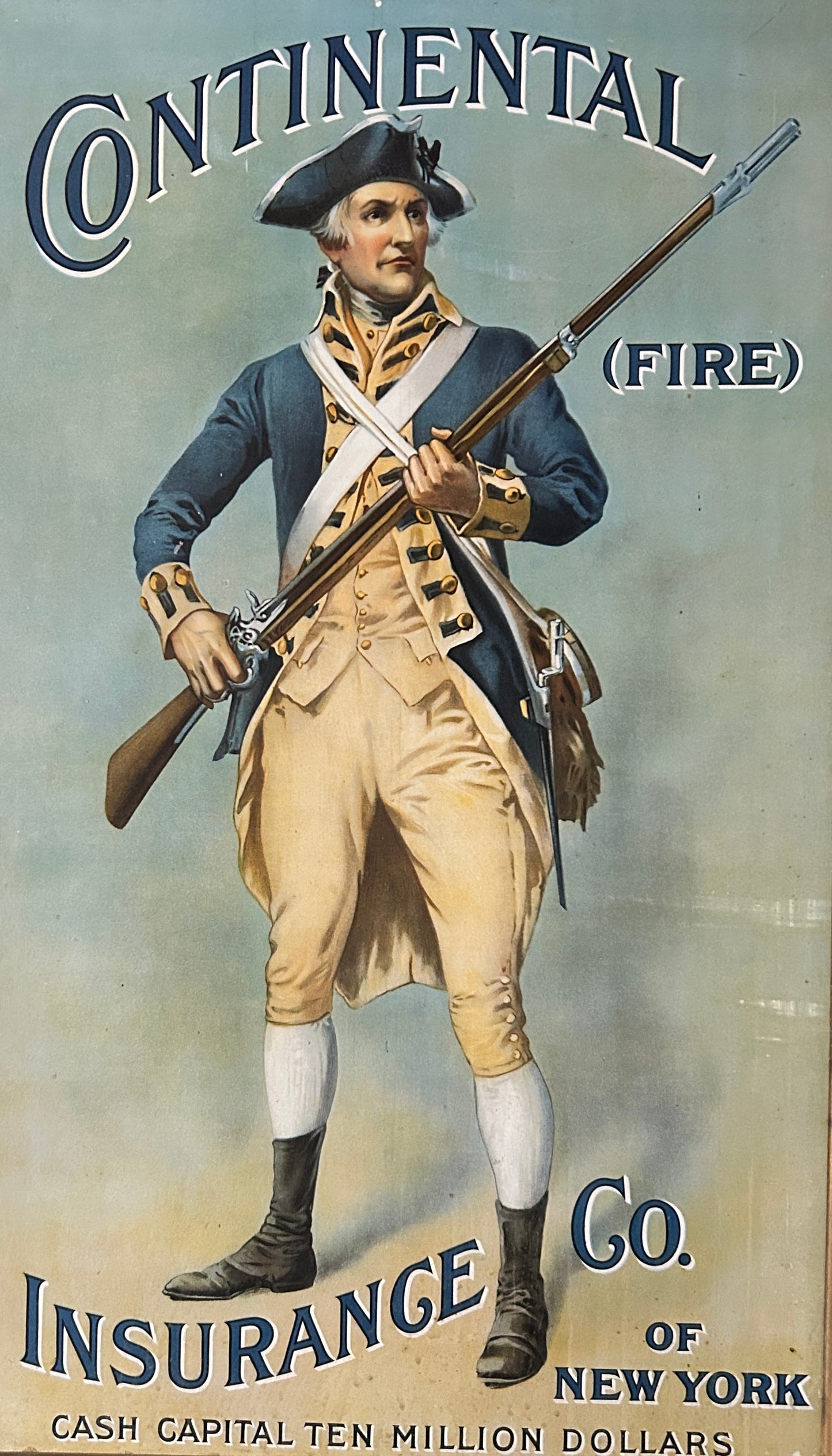 ANTIQUE ADVERTISING TIN SIGN FOR CONTINENTAL FIRE INSURANCE CO.