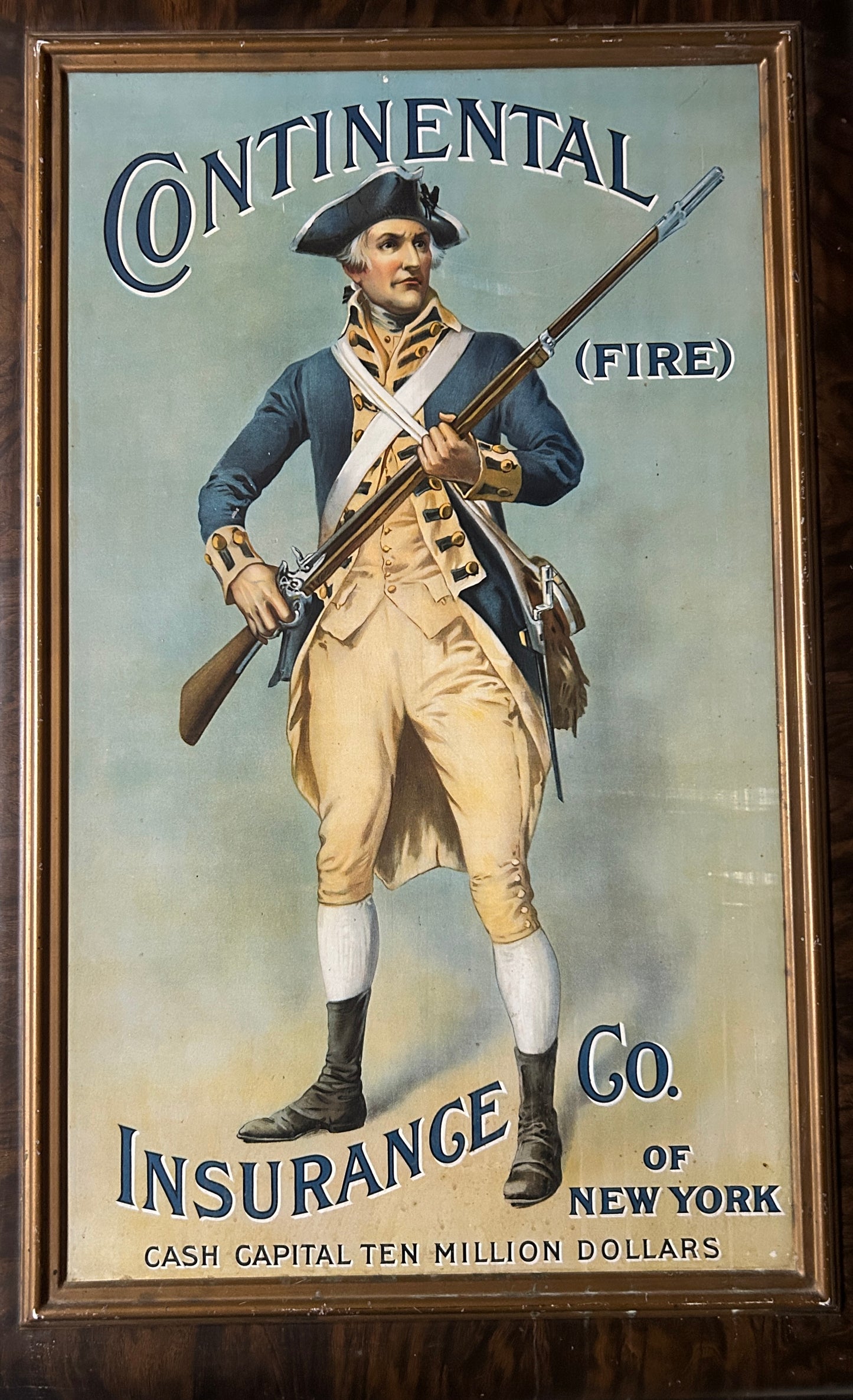 ANTIQUE ADVERTISING TIN SIGN FOR CONTINENTAL FIRE INSURANCE CO.