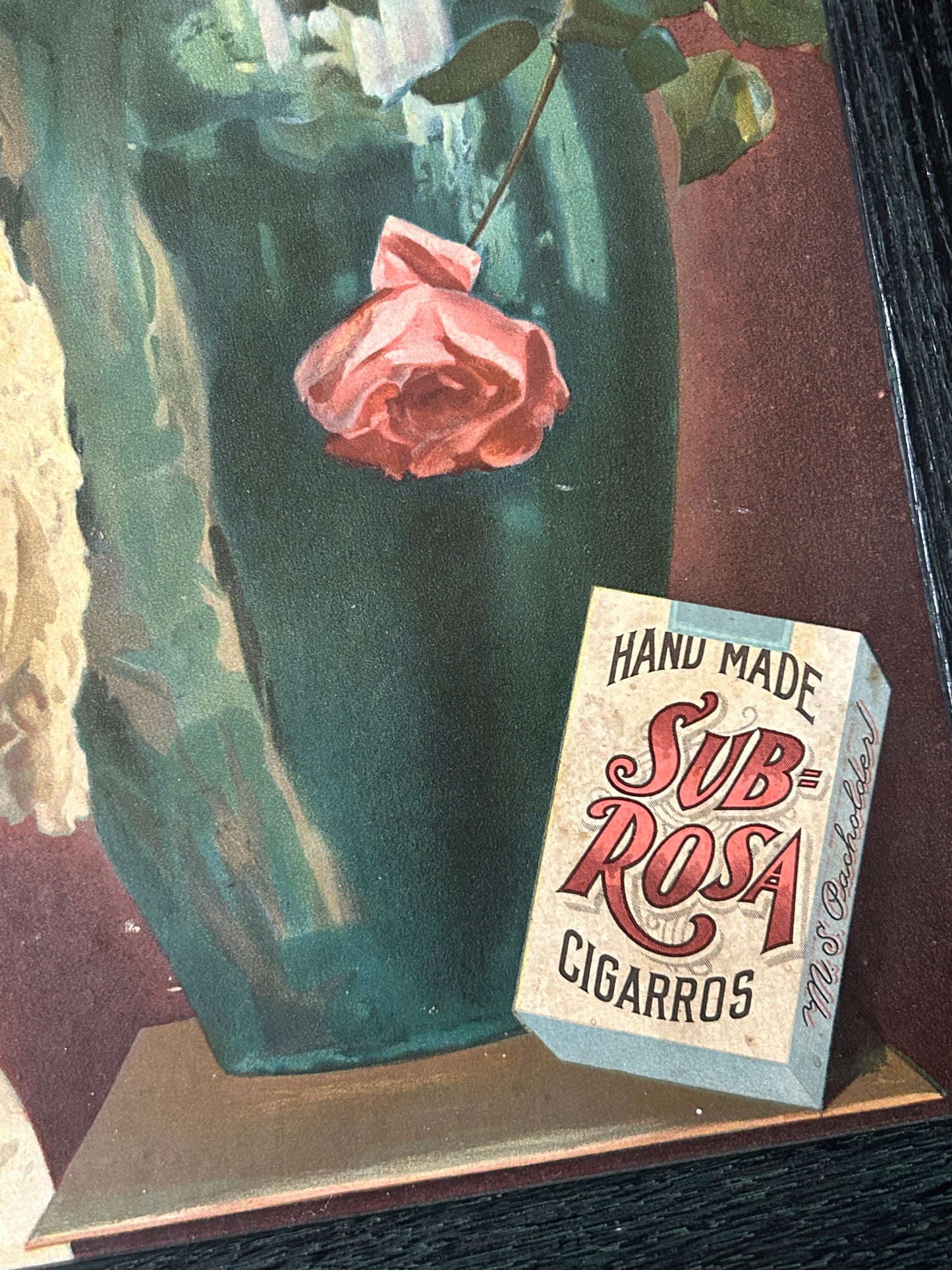 SUB ROSA CIGARROS {LITTLE CIGARS} CARDBOARD ADVERTISING ANTIQUE SIGN