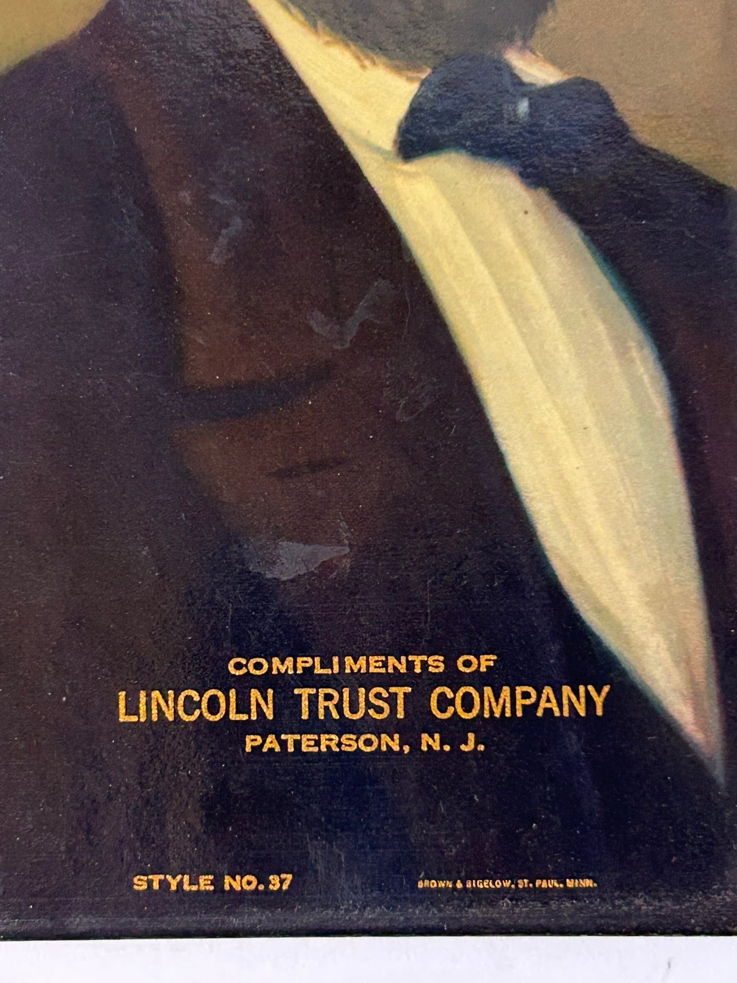 ABE LINCOLN ON ADVERTISING ANTIQUE BLOTTER BOOKLET COVER
