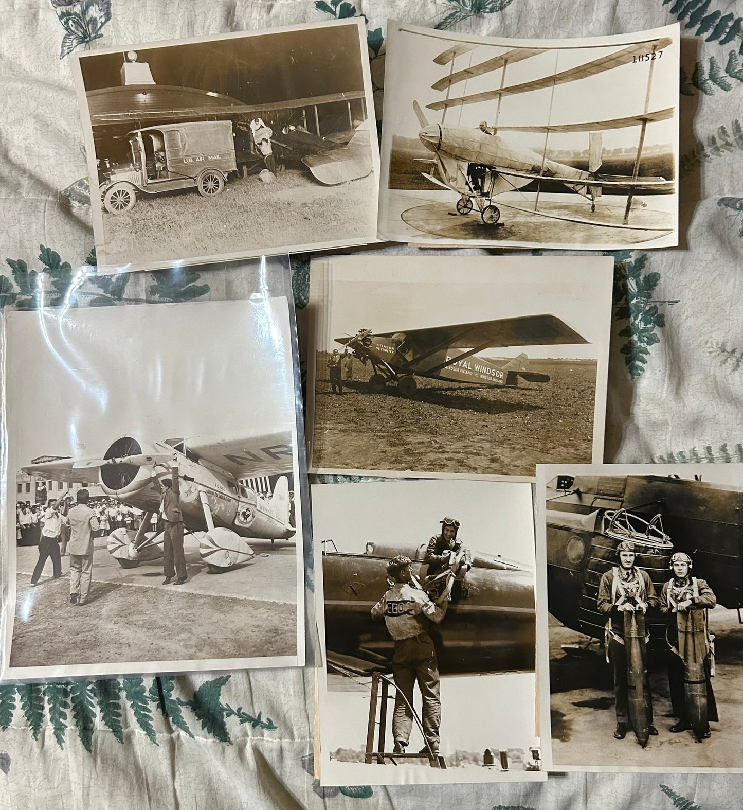 Antique photographs of early airplane aviation