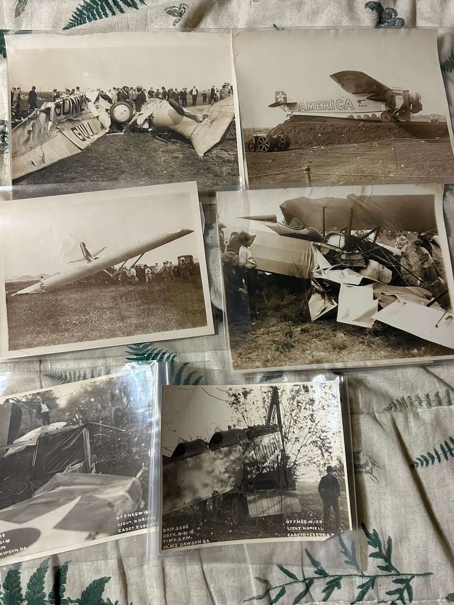 Antique photographs of early airplane aviation