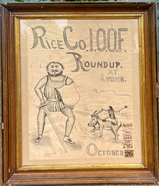 ODD FELLOWS LODGE LYONS KANSAS FOLK HANGING & RIBBON 1921