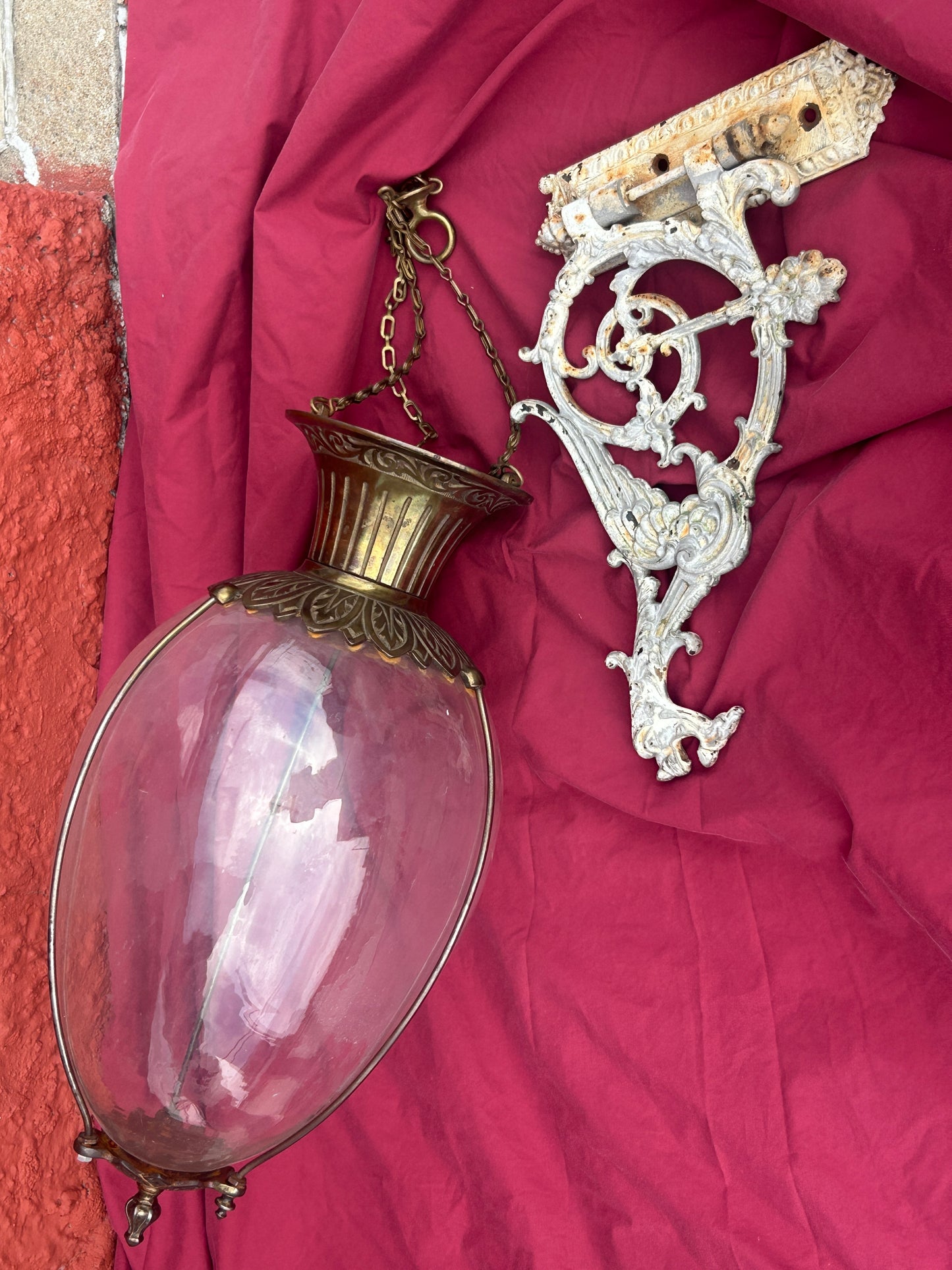 APOTHECARY PHARMACY HANGING ANTIQUE SHOW GLOBE WITH BRACKET
