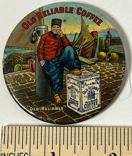 ANTIQUE ADVERTISING MIRROR FOR OLD RELIABLE COFFEE