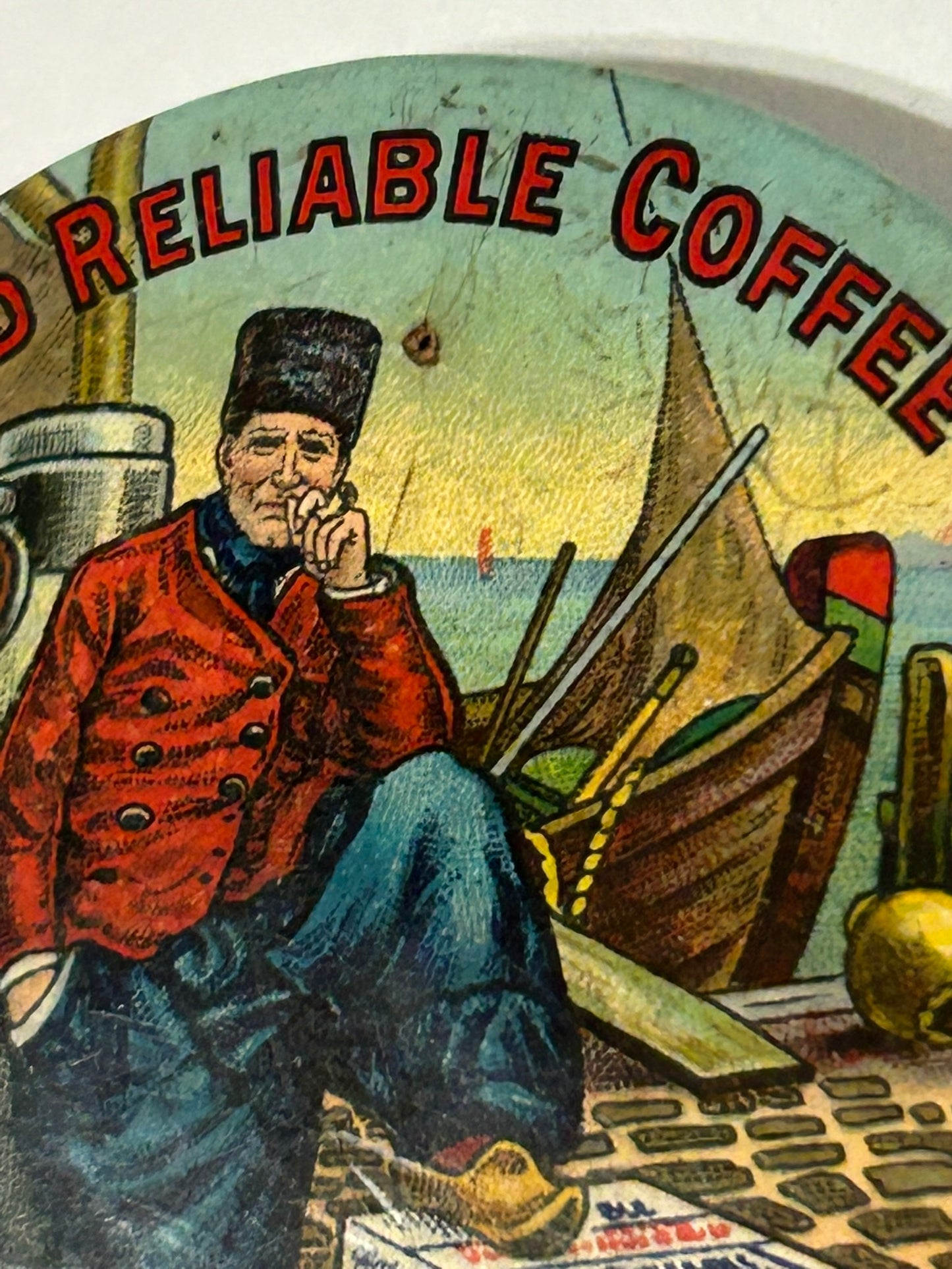 ANTIQUE ADVERTISING MIRROR FOR OLD RELIABLE COFFEE