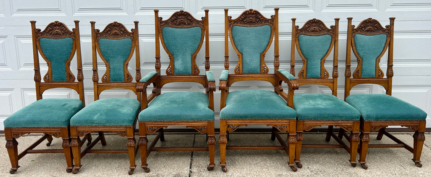 ANTIQUE SET OF FANCY OAK CHAIRS