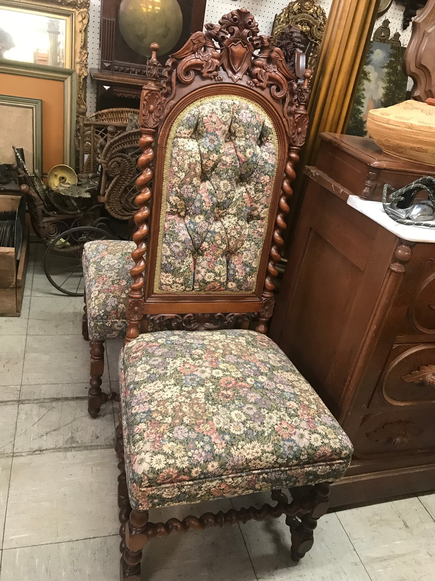 1870 TUFTED VICTORIAN SETTEE AND TWO CHAIRS