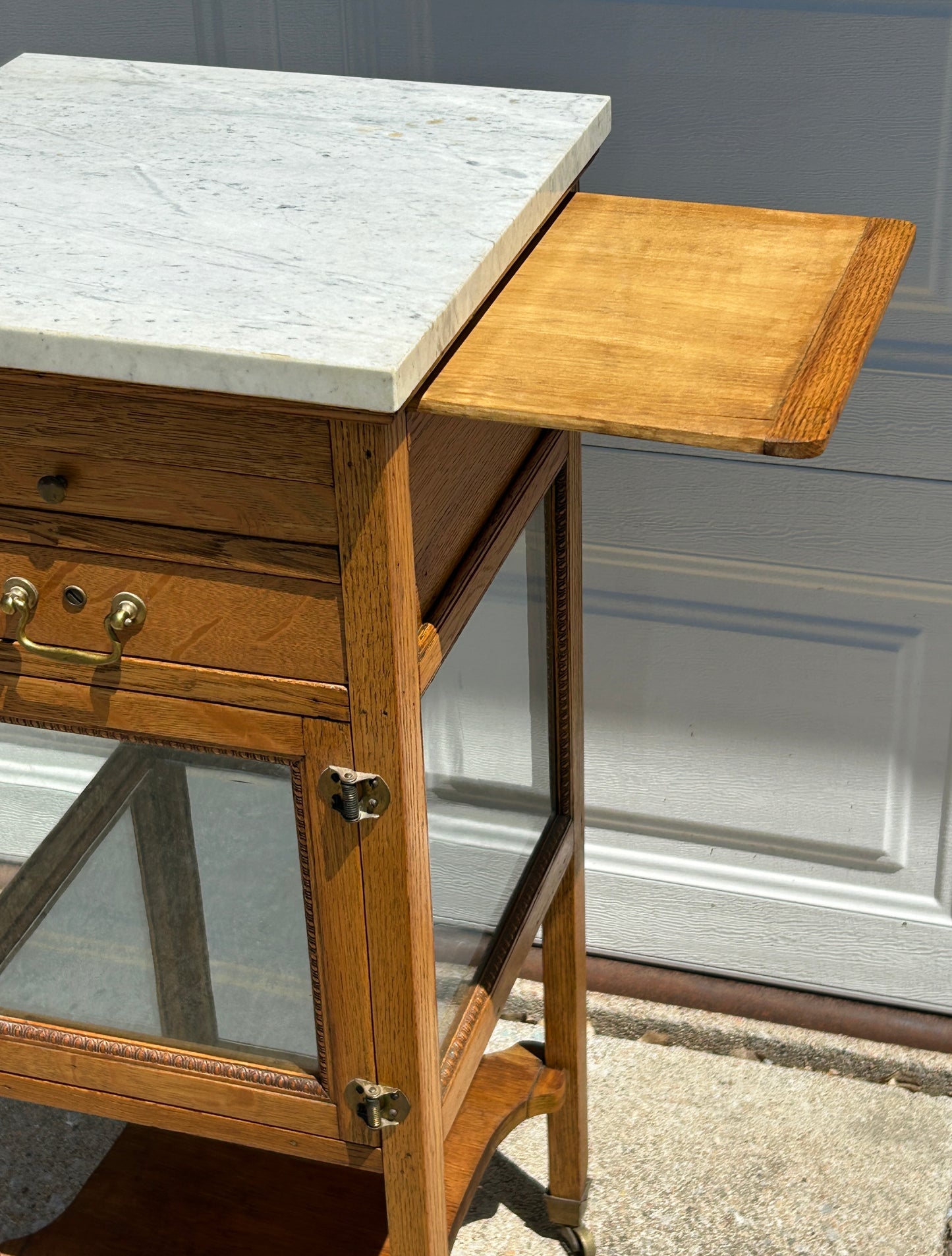 ANTIQUE BARBER SHOP MARBLE TOP STAND
