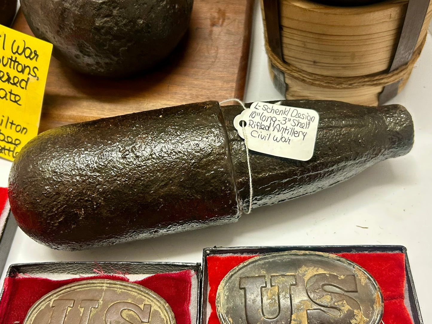 CIVIL WAR ANTIQUE ARTILLERY ORDINANCE, BUCKLES, AND BUTTONS COLLECTION FOR SALE