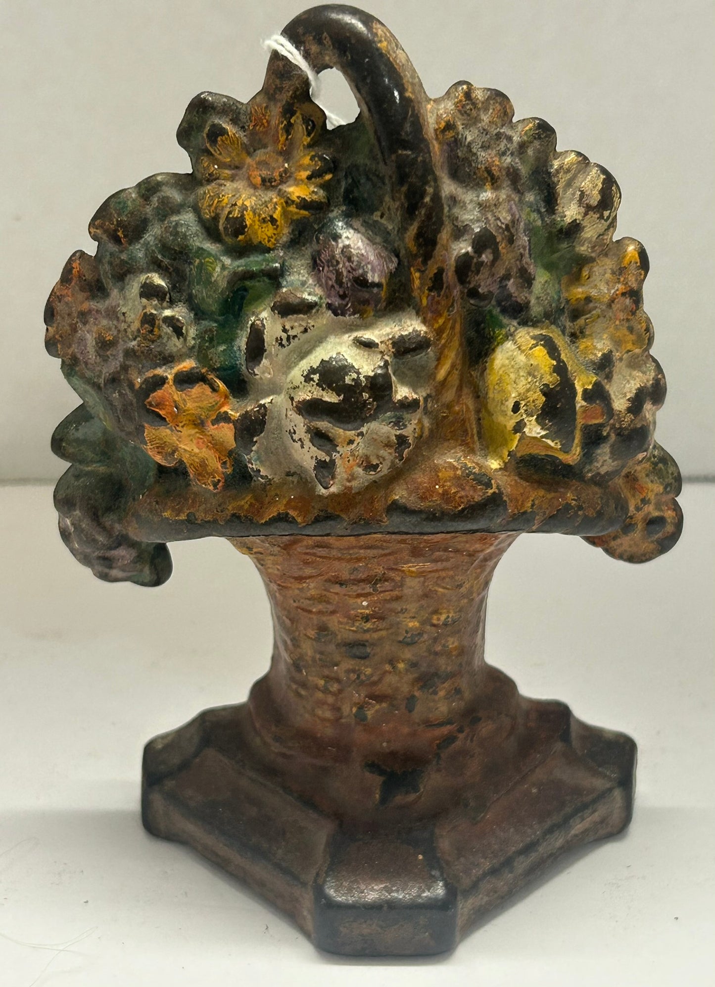 CAST IRON FLORAL BASKET ANTIQUE DOOR STOP