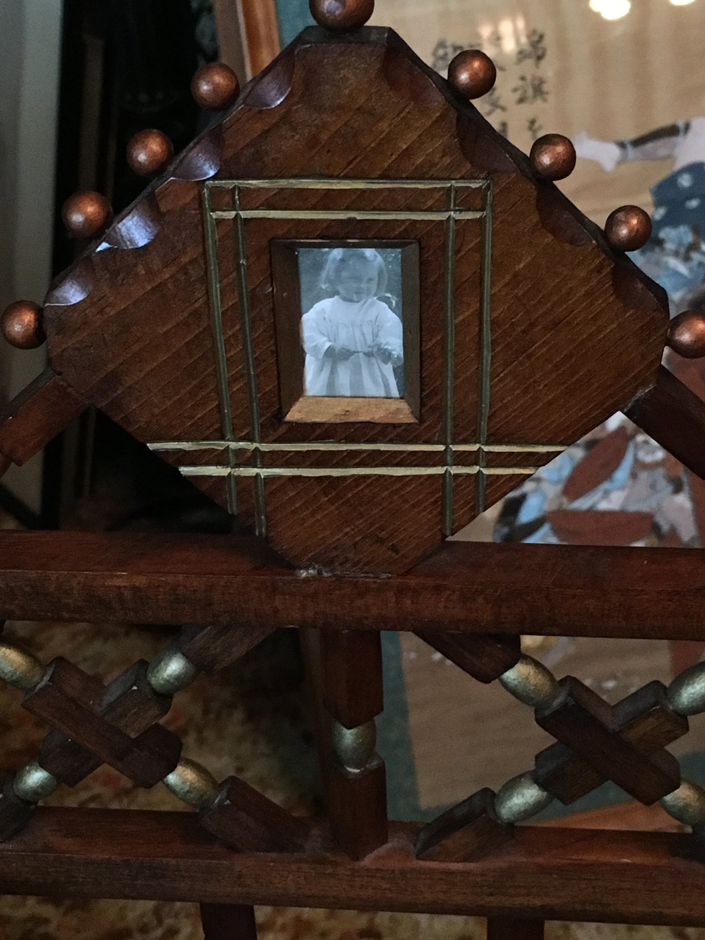 FOLK ART EARLY DOLL CRADLE WITH BALL CAGES AND CARVED DOGS PLUS MUCH MORE