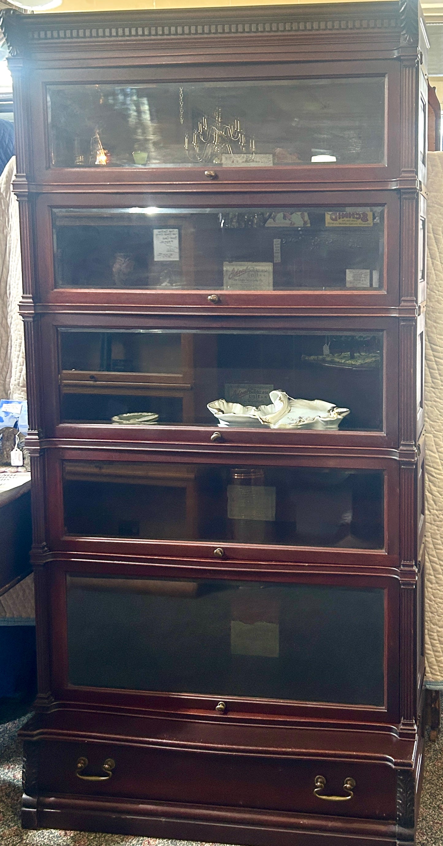 IIDEAL MODEL GLOBE WERNICKE DELUXE STACK MAHOGANY BOOKCASE. CALL FOR INFO