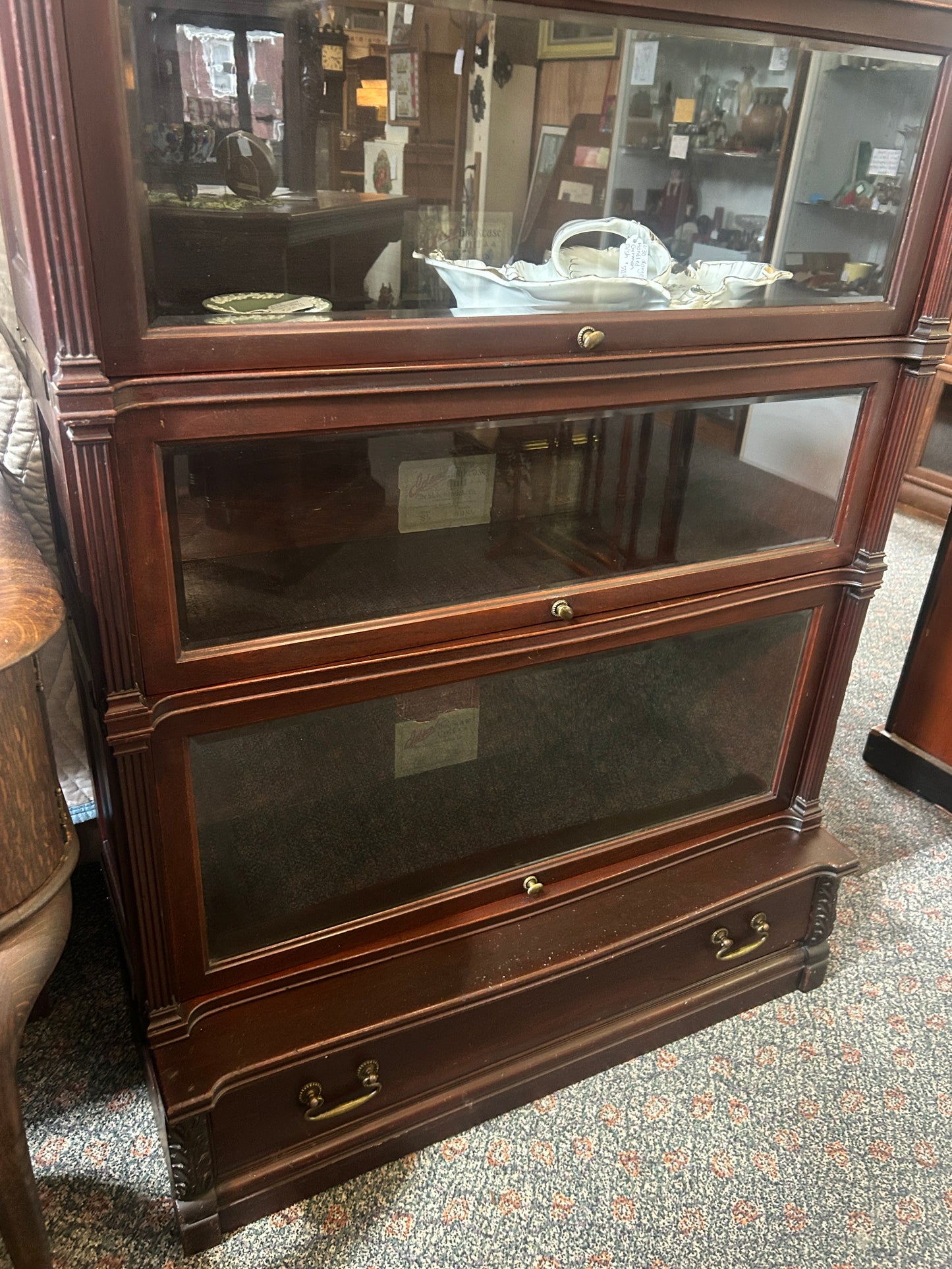 IIDEAL MODEL GLOBE WERNICKE DELUXE STACK MAHOGANY BOOKCASE. CALL FOR INFO