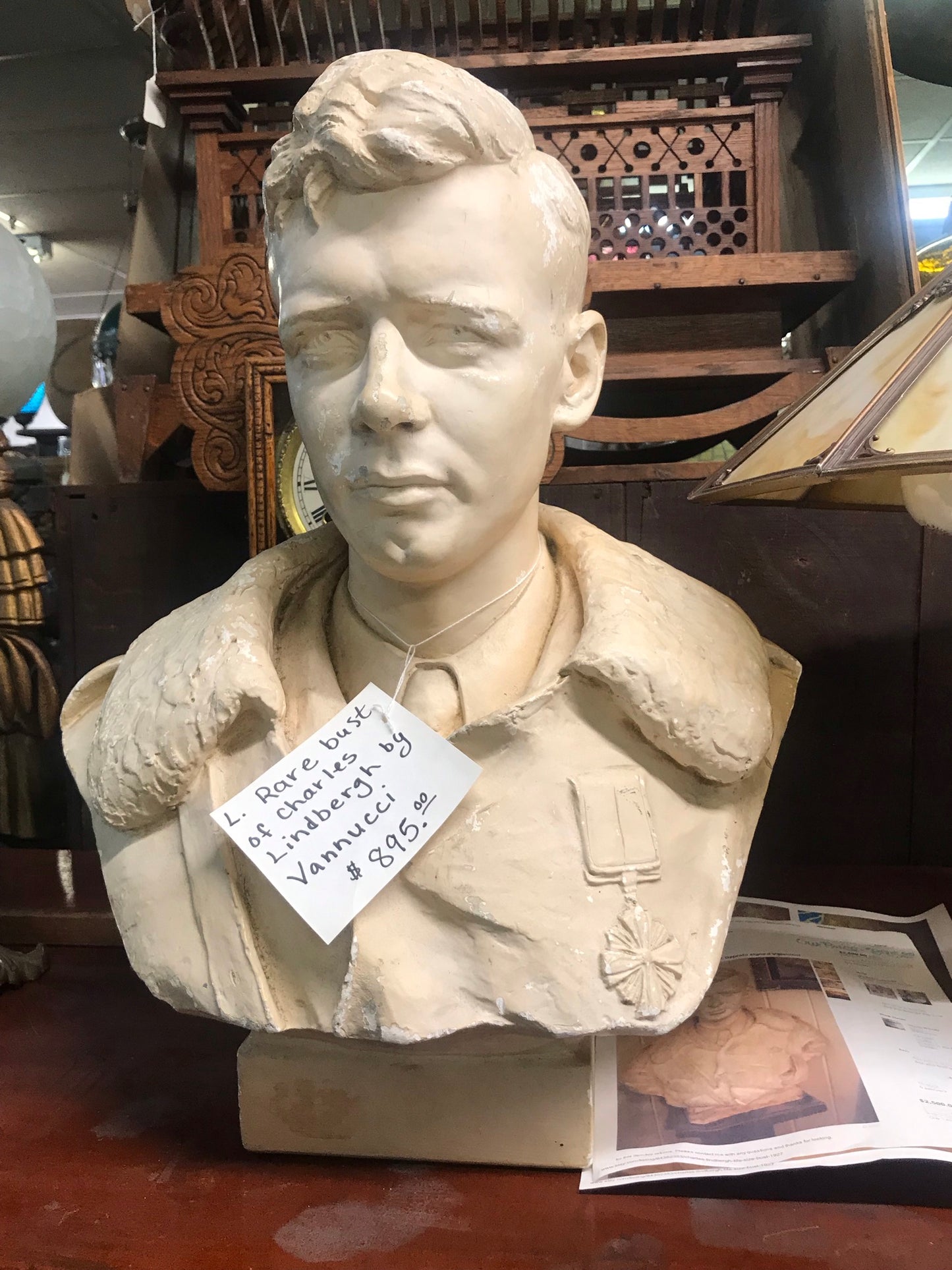 RARE LARGE BUST OF CHARLES LINDBERGH BY VANNUCCI