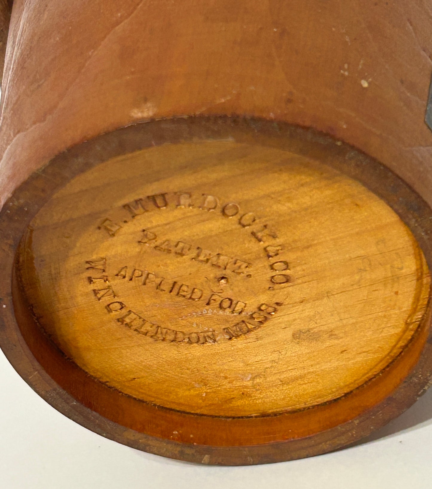 ANTIQUE SMALL WOODEN BUCKET BY B. MURDOCK & CO.