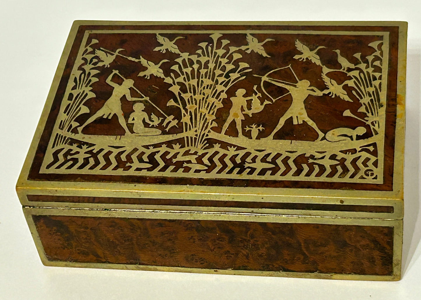 ERHARD & SOHNE BRASS INLAY ROSEWOOD EGYPTIAN DESIGN BOX