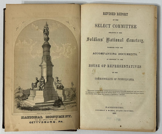 SOLDIERS NATIONAL CEMETERY GETTYSBURG 1865 BOOK