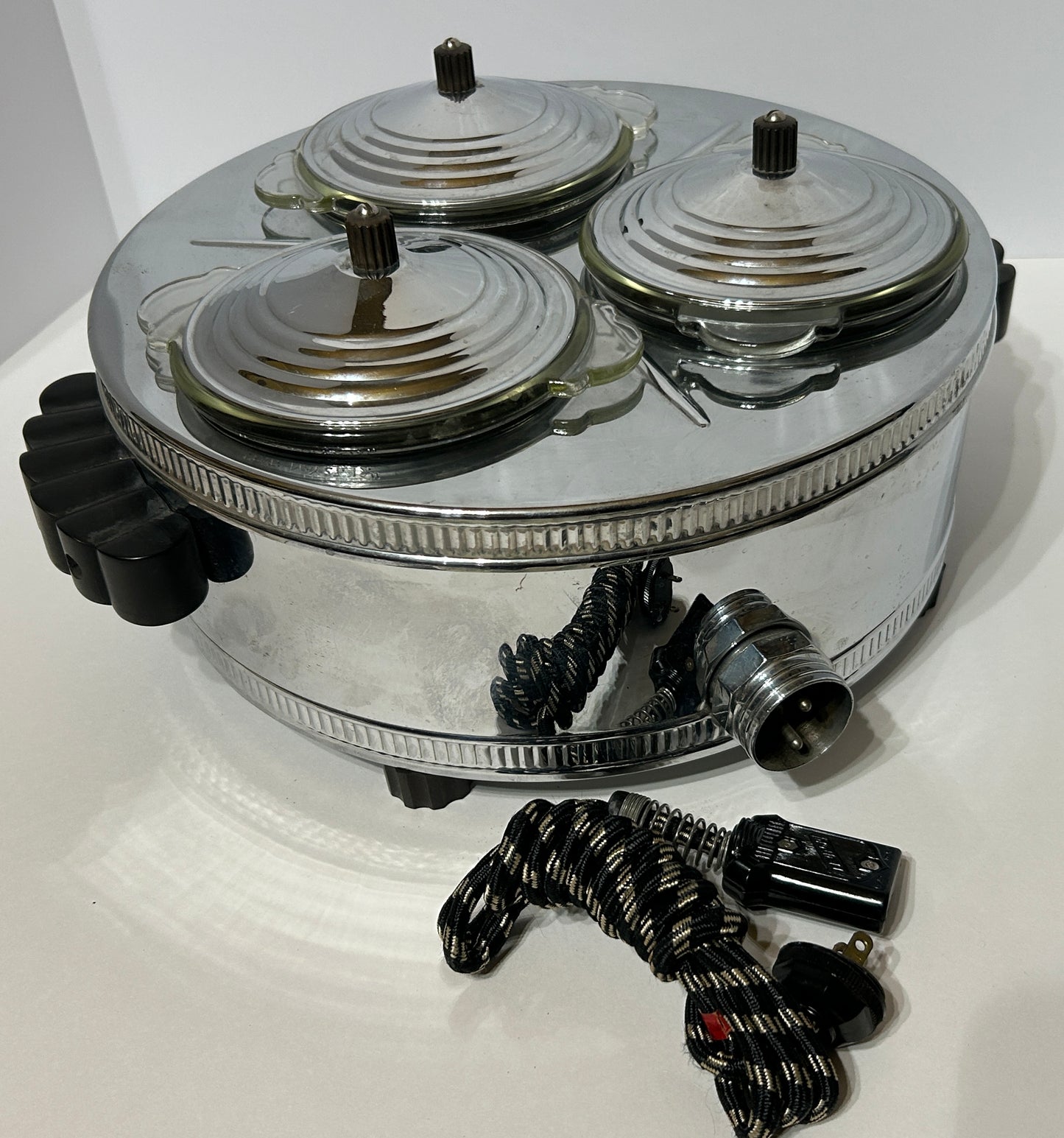 MID CENTURY KROMASTER CHROME FOOD WARMER BY LEHMAN BROTHERS NEW YORK