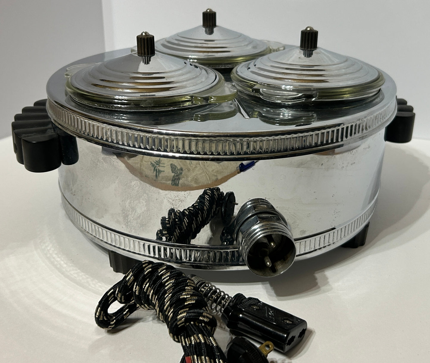 MID CENTURY KROMASTER CHROME FOOD WARMER BY LEHMAN BROTHERS NEW YORK
