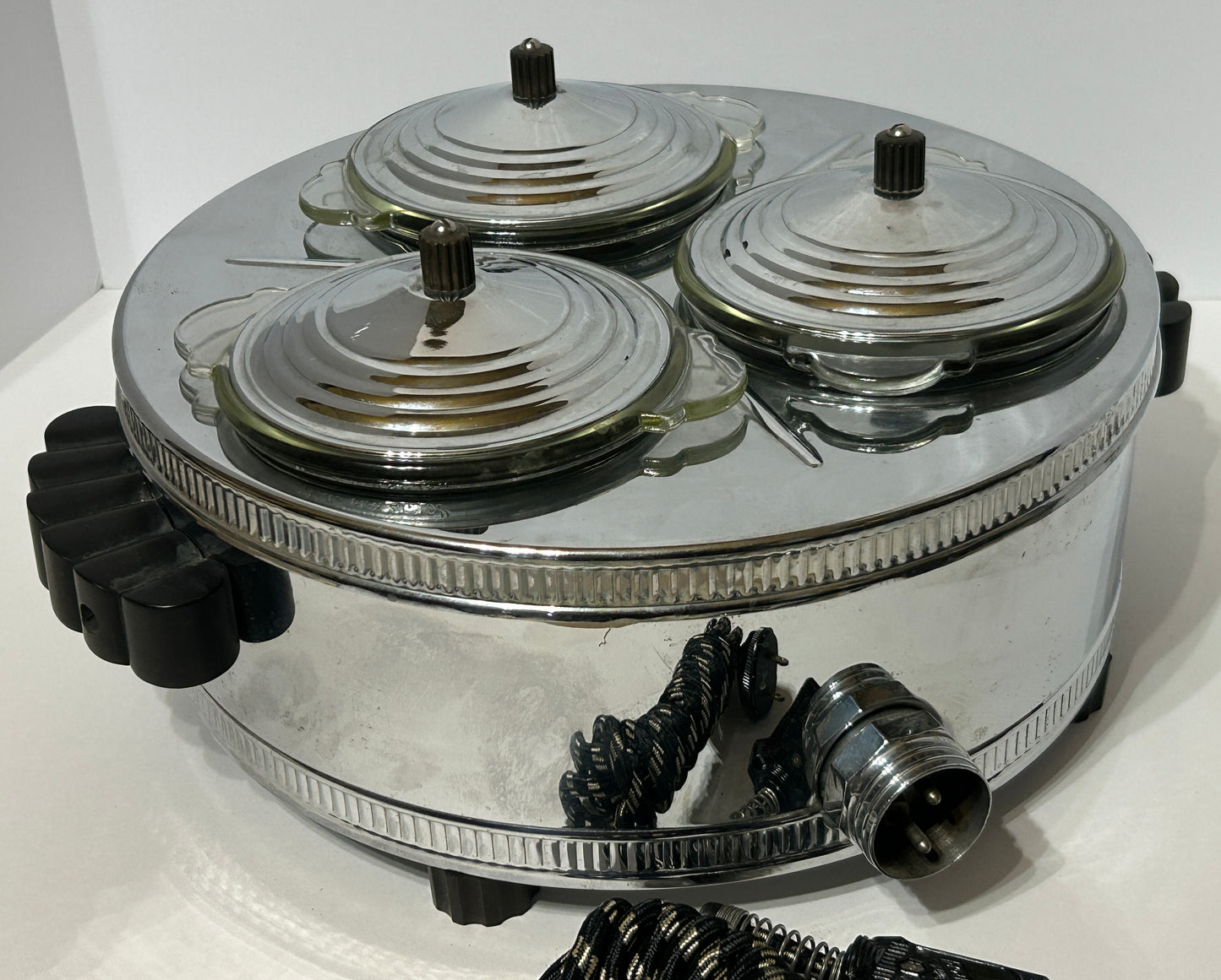 MID CENTURY KROMASTER CHROME FOOD WARMER BY LEHMAN BROTHERS NEW YORK