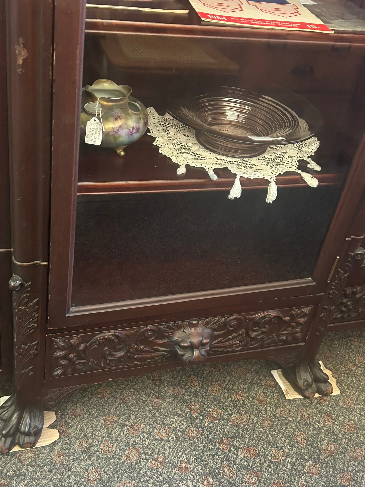 Horner fancy carved mahogany bookcase