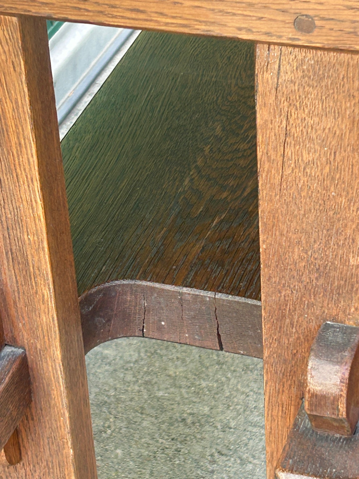 STICKLEY OAK TRESTLE TABLE WITH ORIGINAL FINISH