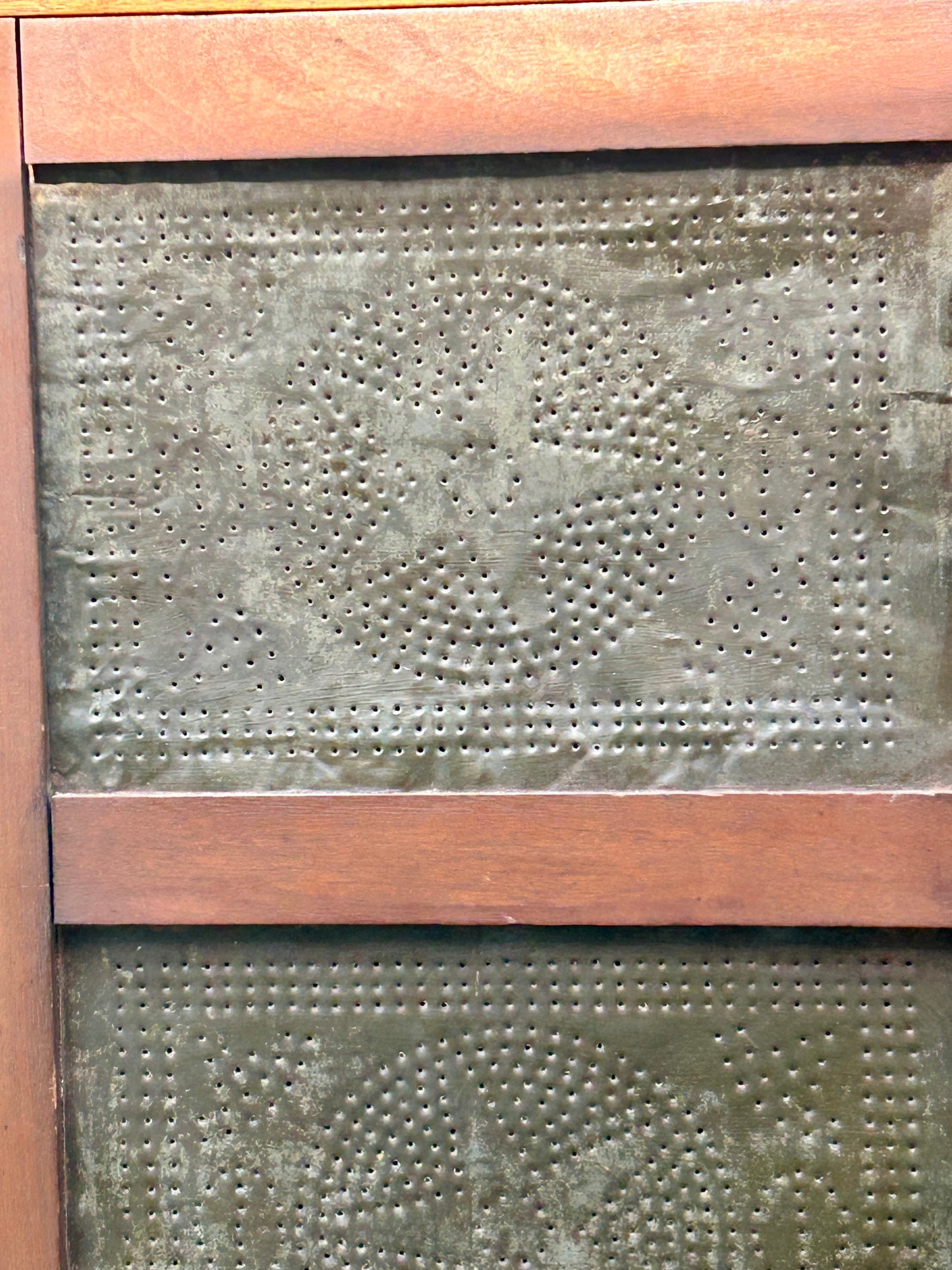 ANTIQUE PIE SAFE WITH STAR SHAPE PIERCED TINS