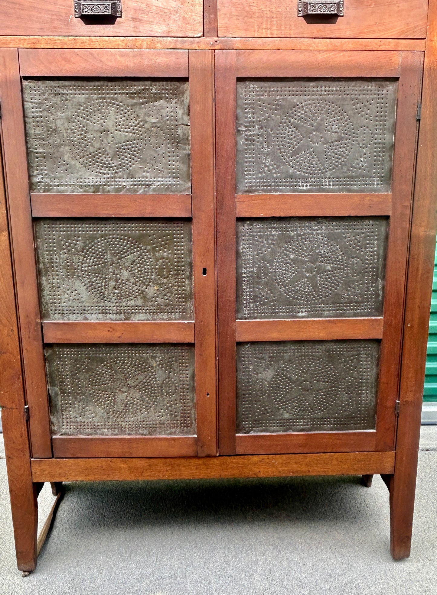 ANTIQUE PIE SAFE WITH STAR SHAPE PIERCED TINS