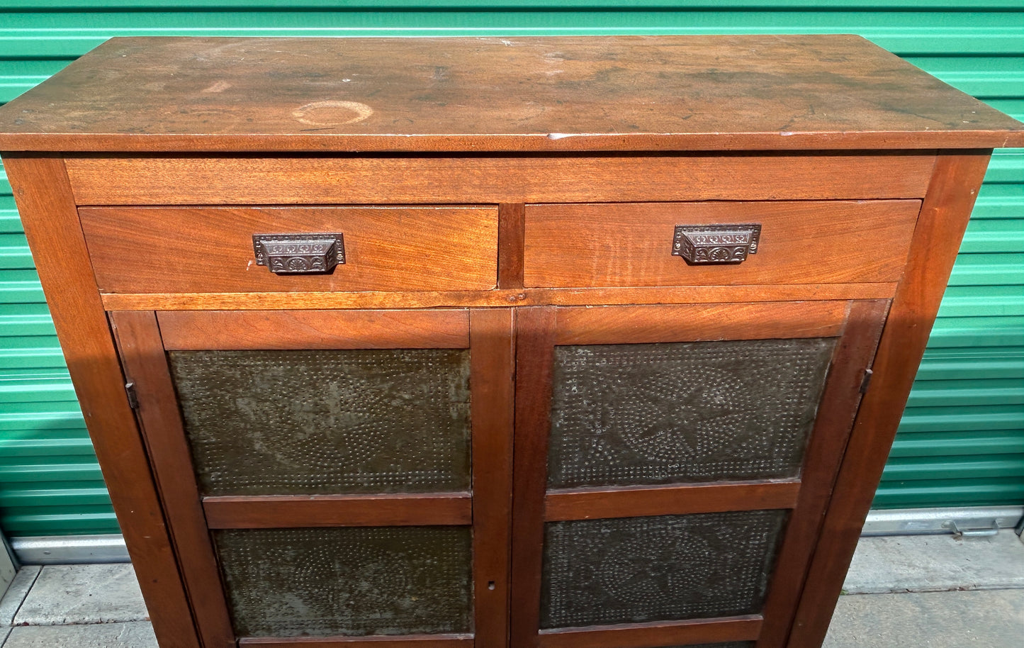 ANTIQUE PIE SAFE WITH STAR SHAPE PIERCED TINS