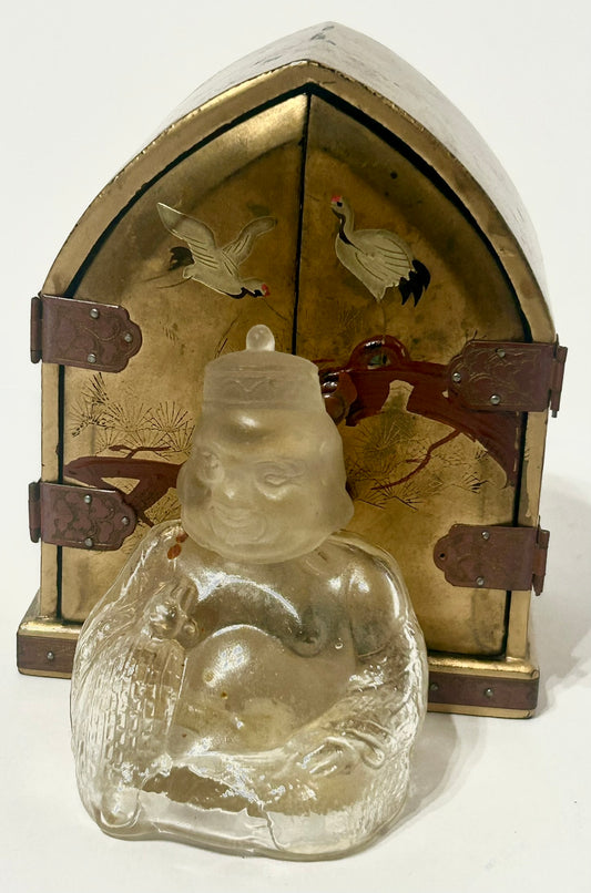VANTINES BUDDAH FIGURAL GLASS PERFUME IN CASE