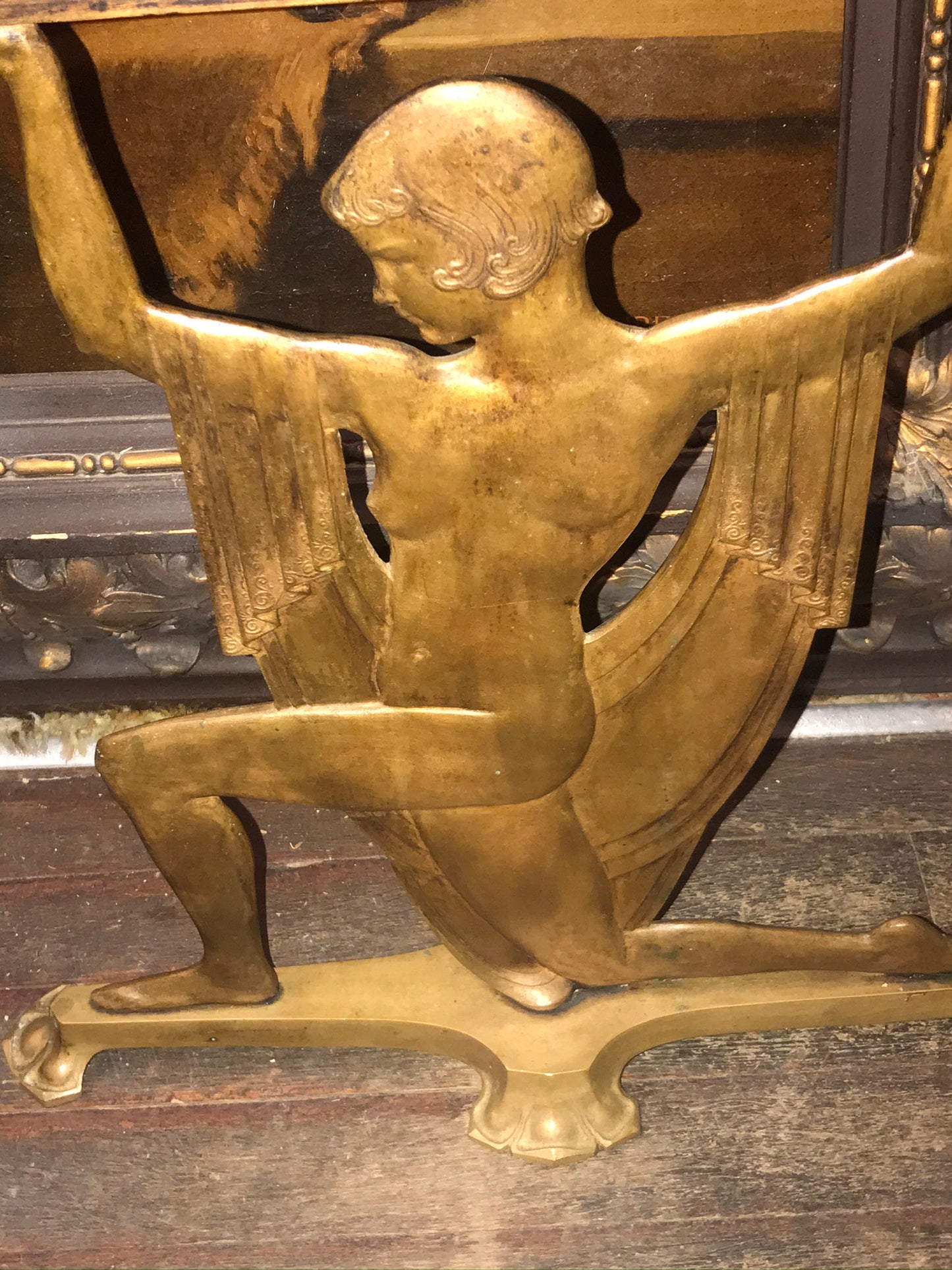 ANTIQUE BRONZE DECO FIGURAL CANDLEHOLDER BY EMORY P. SEIDEL