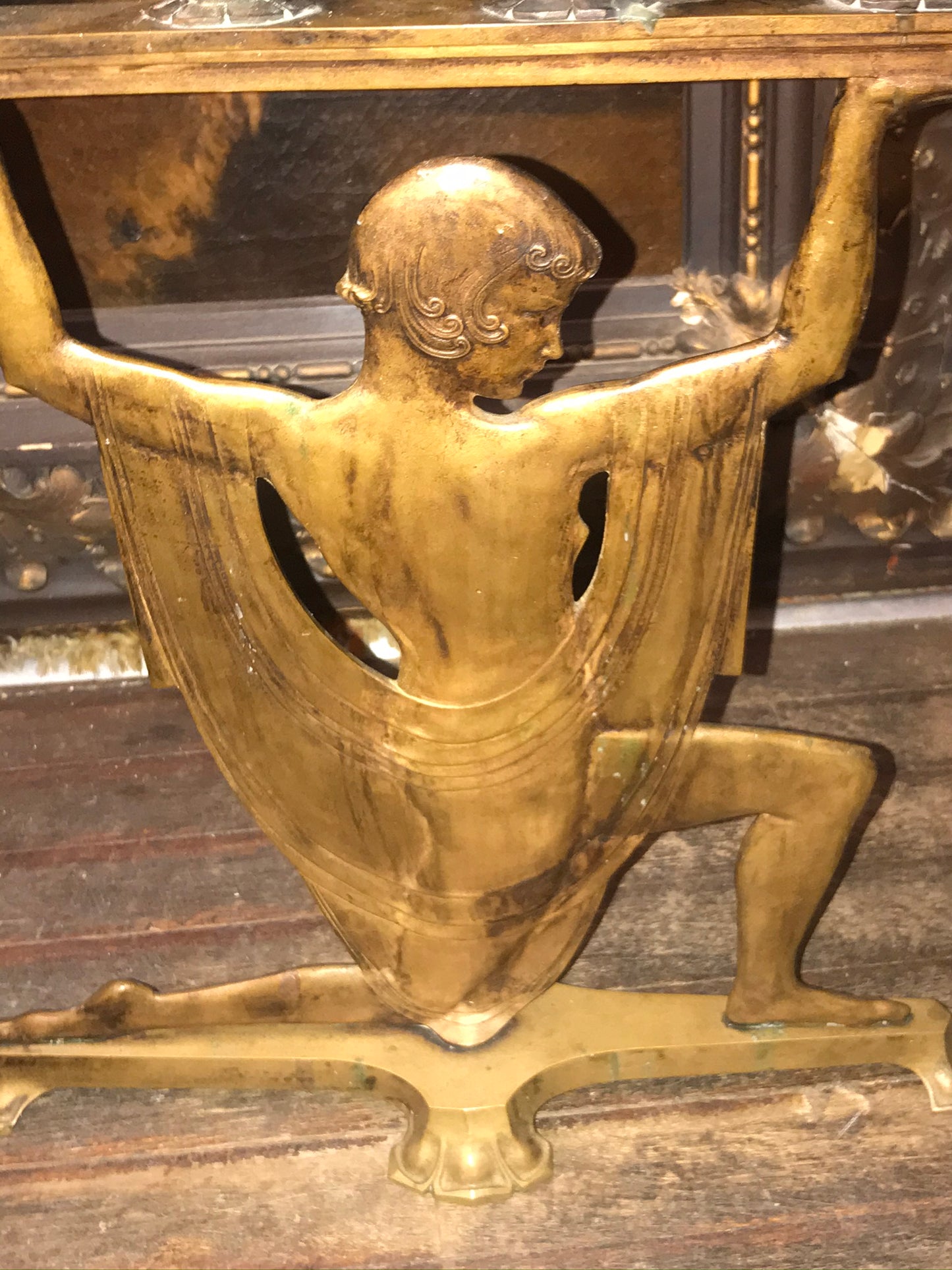 ANTIQUE BRONZE DECO FIGURAL CANDLEHOLDER BY EMORY P. SEIDEL