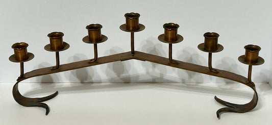 ERHARD GLENDER COPPER HANDWROUGHT CANDLE HOLDER FOR SEVEN CANDLES