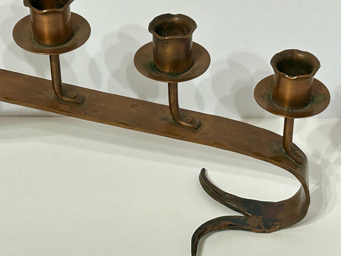 ERHARD GLENDER COPPER HANDWROUGHT CANDLE HOLDER FOR SEVEN CANDLES