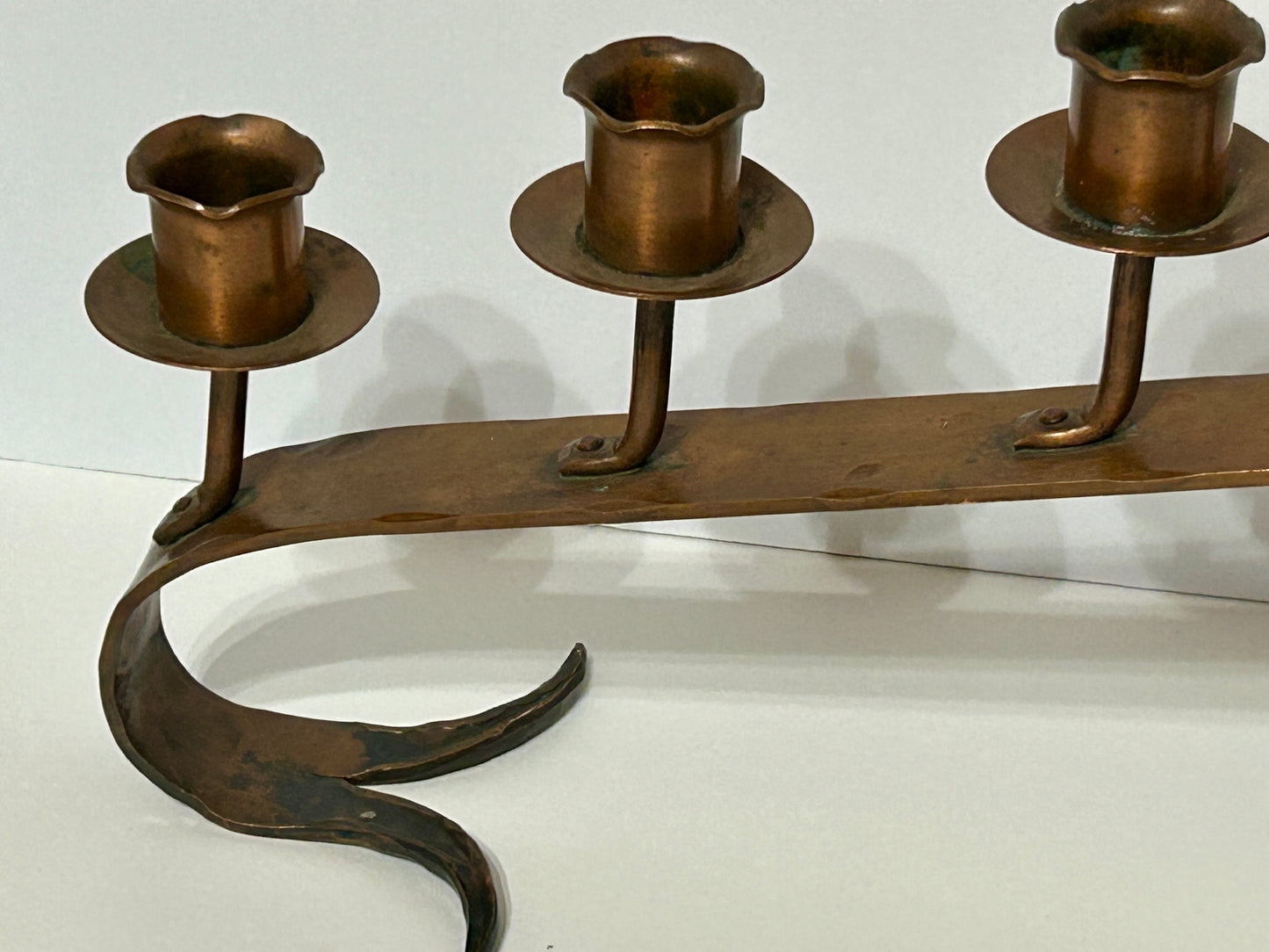 ERHARD GLENDER COPPER HANDWROUGHT CANDLE HOLDER FOR SEVEN CANDLES