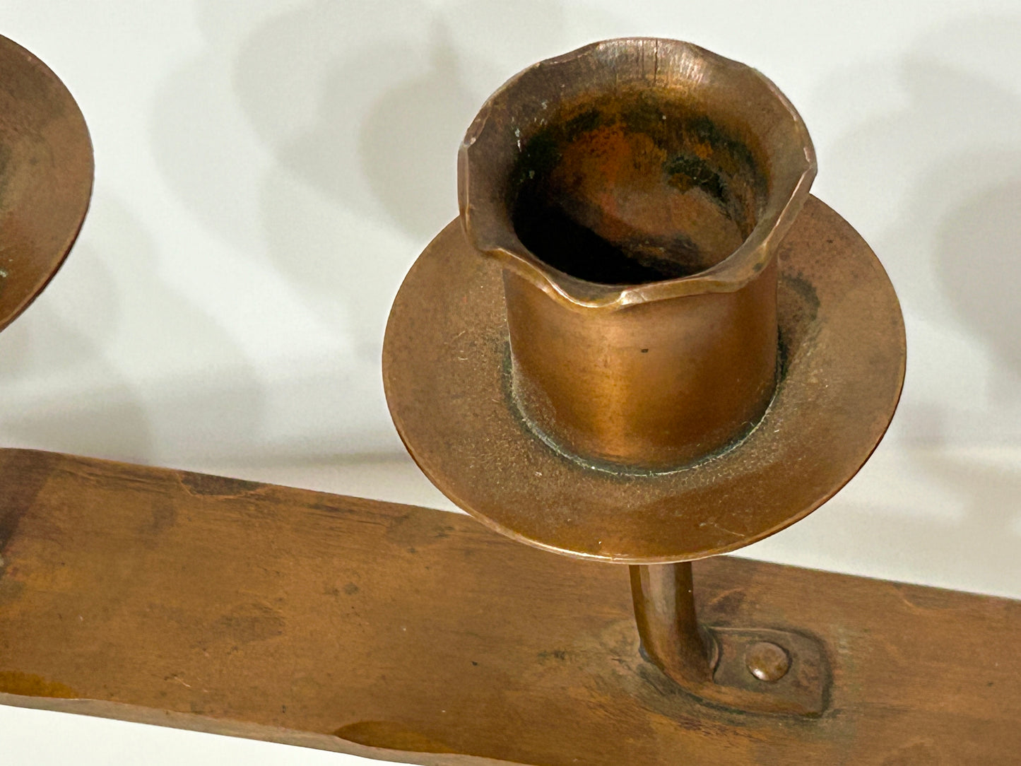 ERHARD GLENDER COPPER HANDWROUGHT CANDLE HOLDER FOR SEVEN CANDLES