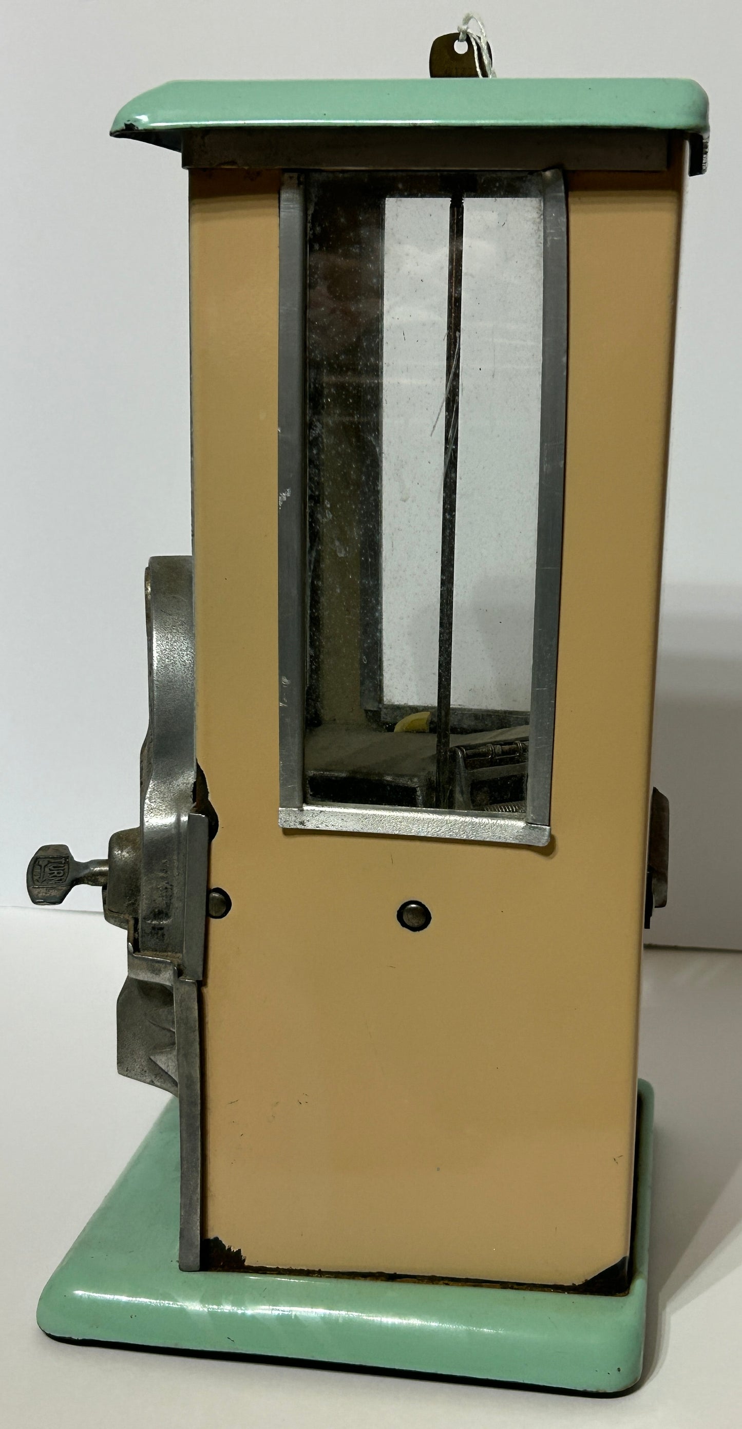 MASTER'S GOOSENECK VENDING MACHINE PENNY OR NICKEL OPERATED GREEN AND TAN ENAMELED