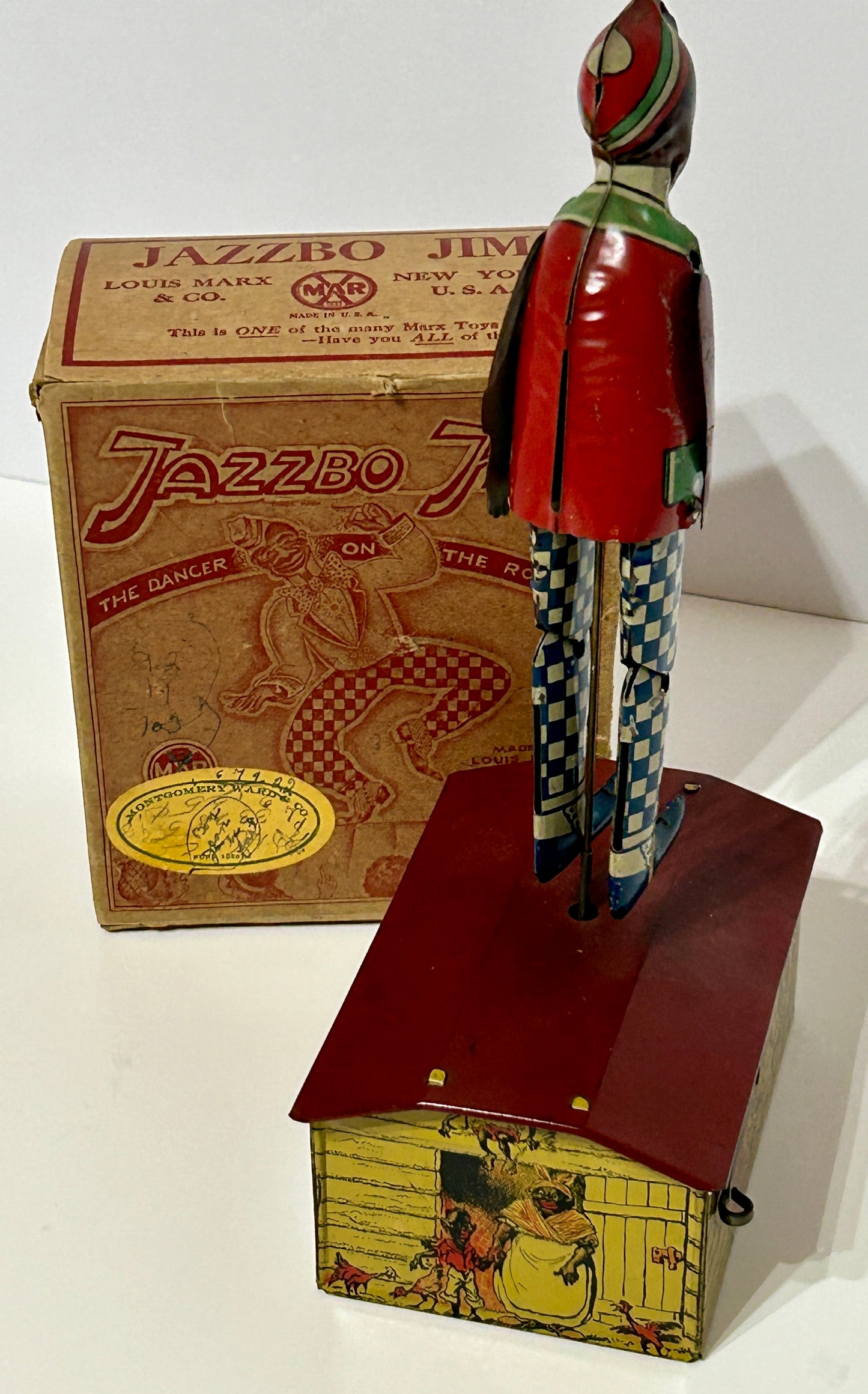 JAZZBO JIM WIND UP TIN TOY BY MARX WITH BOX