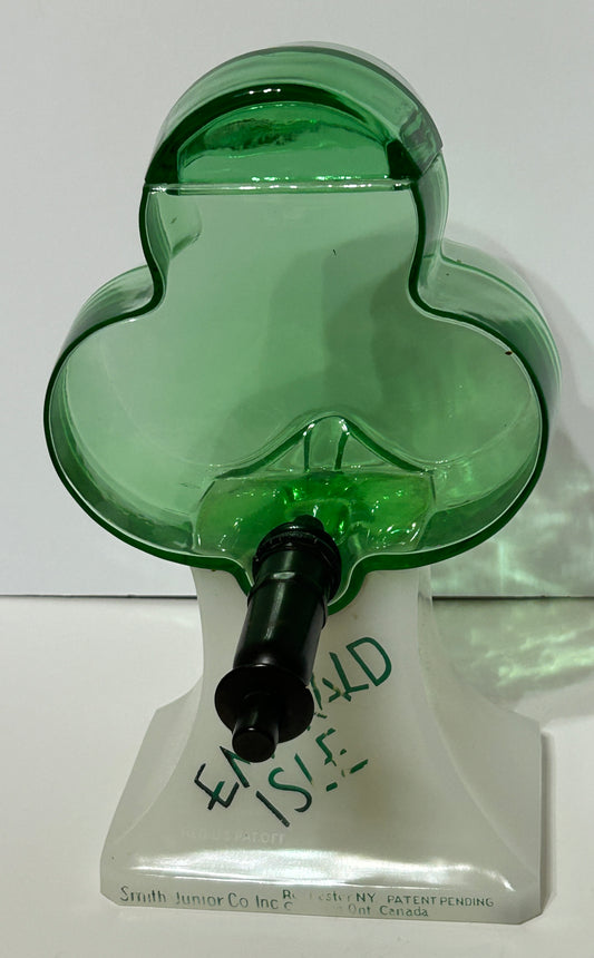EMERALD ISLE SHAMROCK SHAPE FIGURAL GLASS STORE DISPENSER