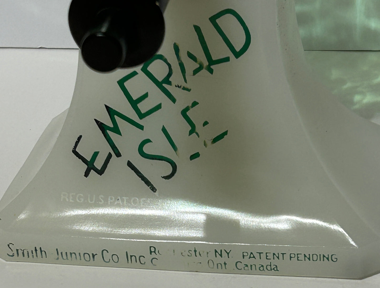 EMERALD ISLE SHAMROCK SHAPE FIGURAL GLASS STORE DISPENSER