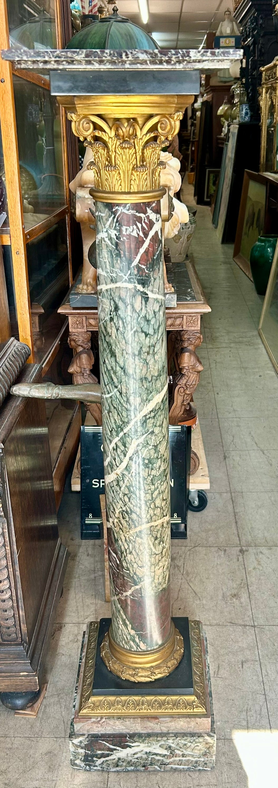 MARBLE AND BRONZE PEDESTAL
