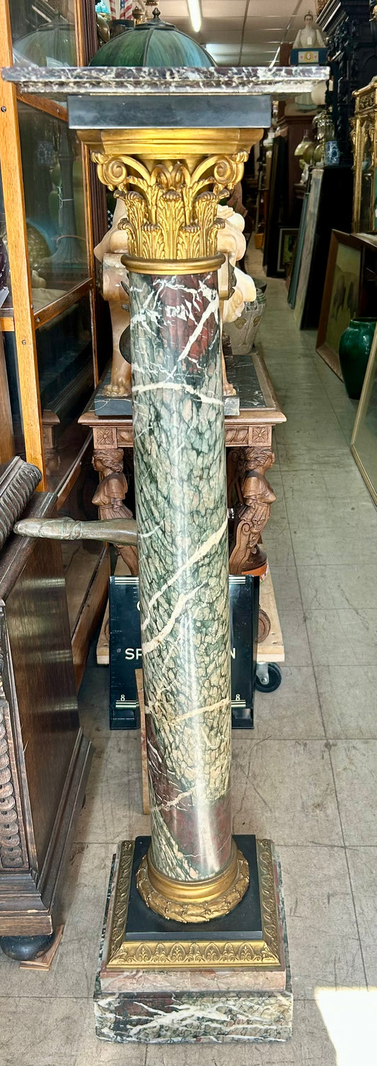MARBLE AND BRONZE PEDESTAL