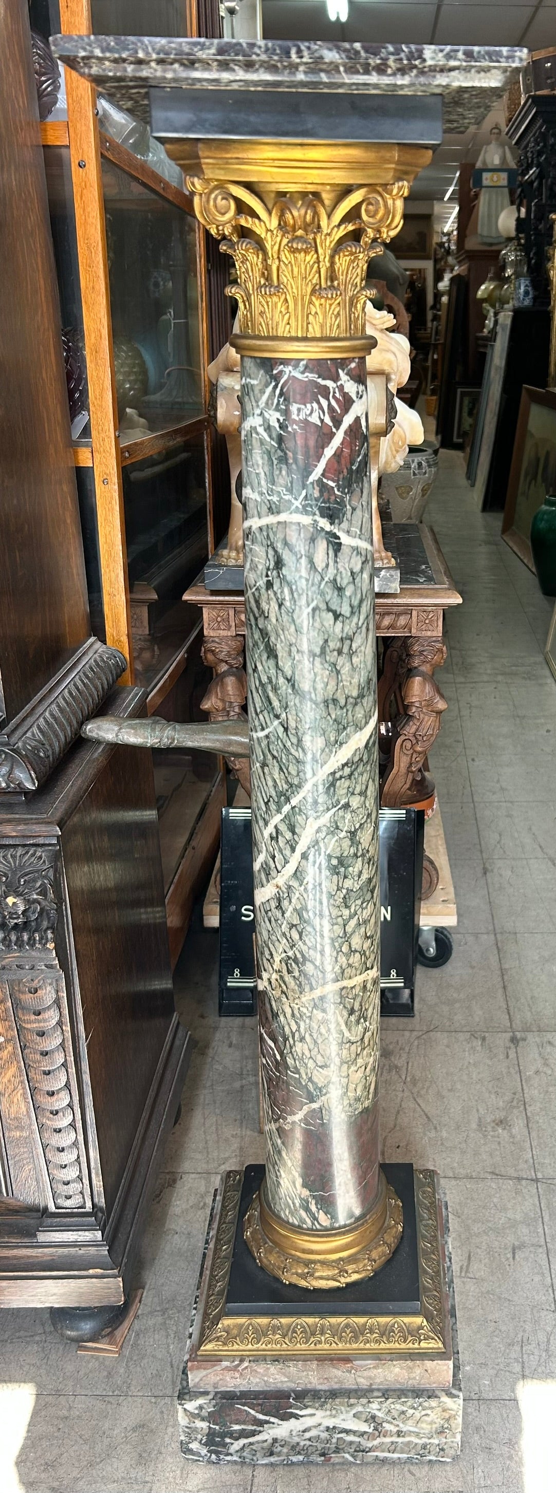 MARBLE AND BRONZE PEDESTAL