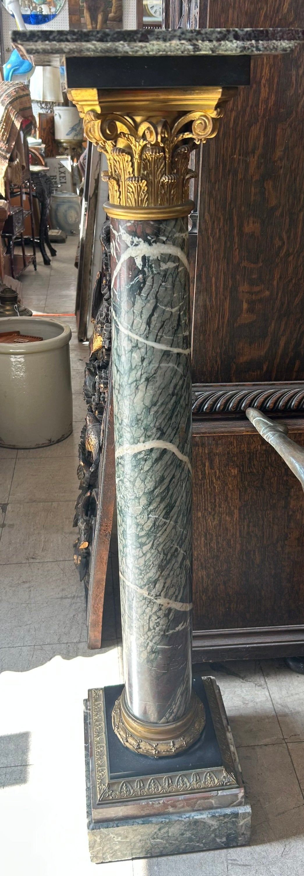 MARBLE AND BRONZE PEDESTAL