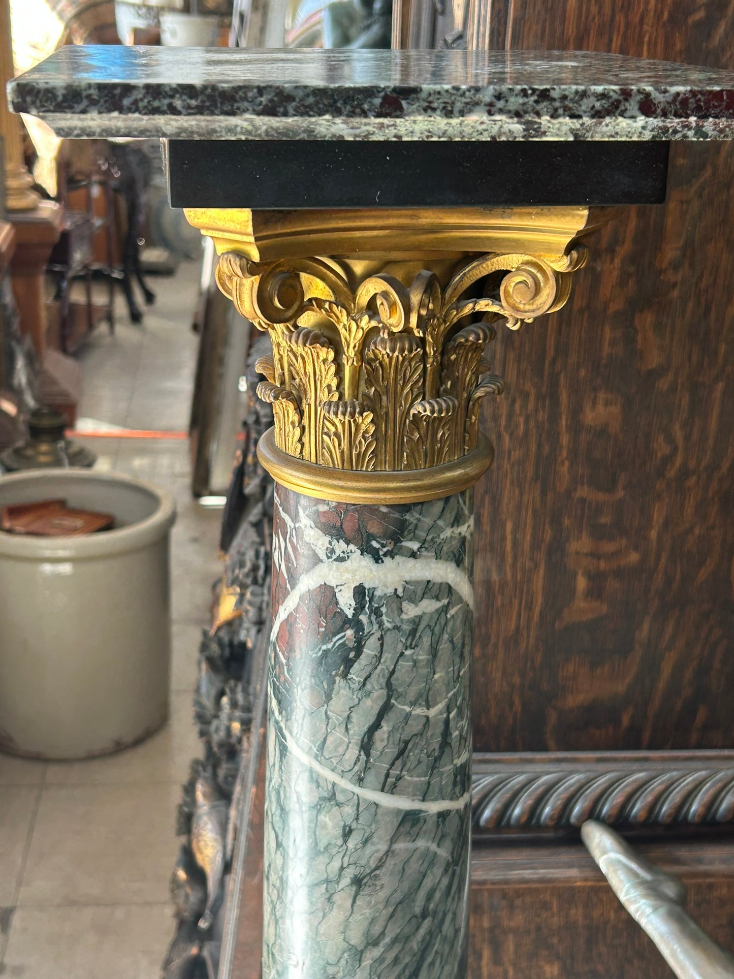 MARBLE AND BRONZE PEDESTAL