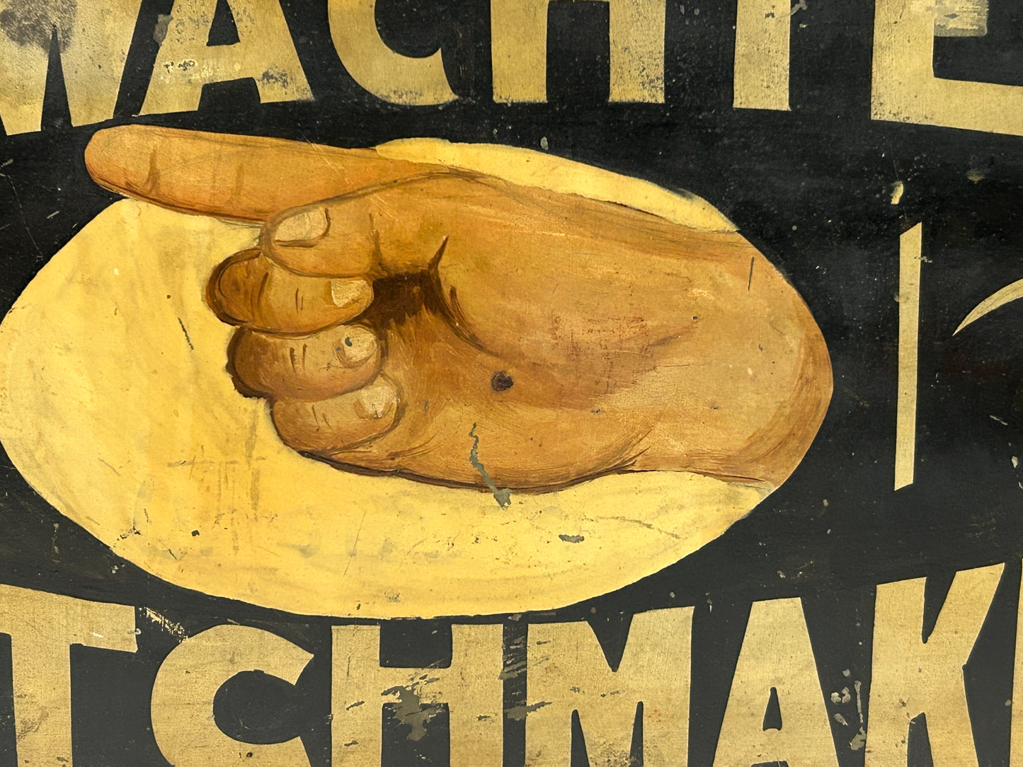 ANTIQUE METAL WATCH MAKER METAL SIGN HAND PAINTED