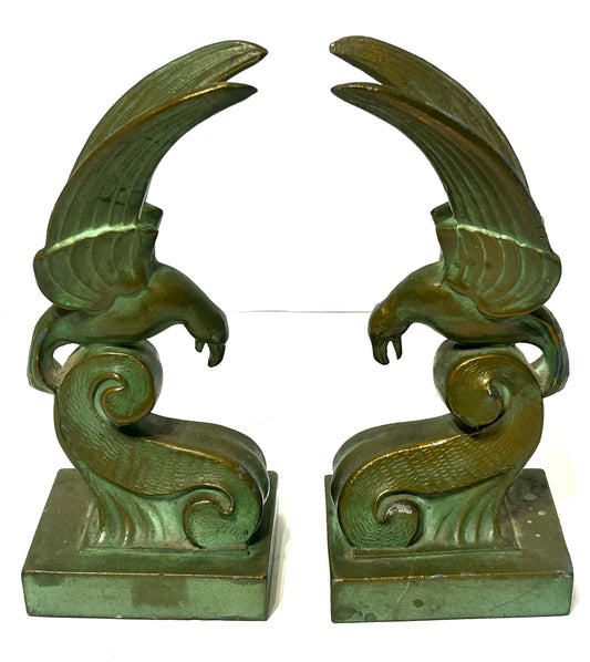 ART DECO METAL BIRDS BOOK ENDS