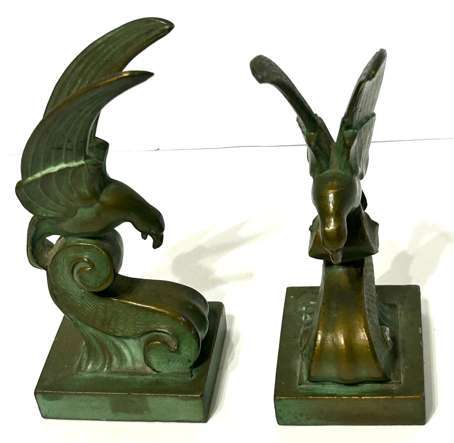 ART DECO METAL BIRDS BOOK ENDS
