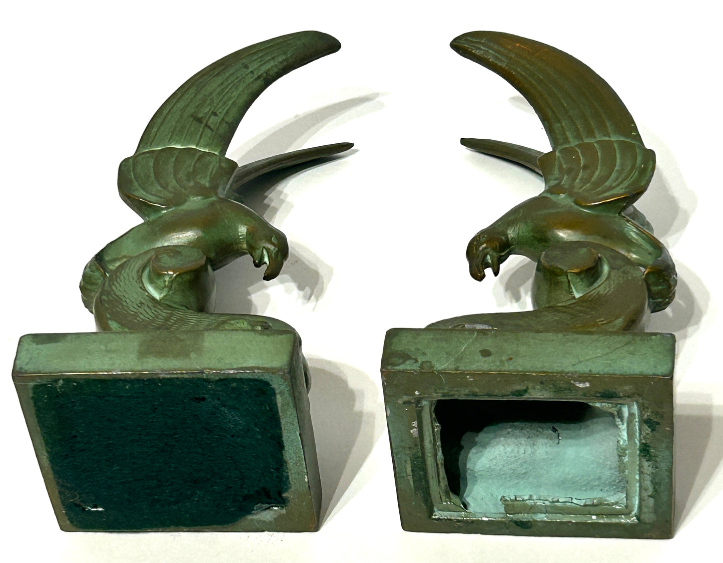 ART DECO METAL BIRDS BOOK ENDS